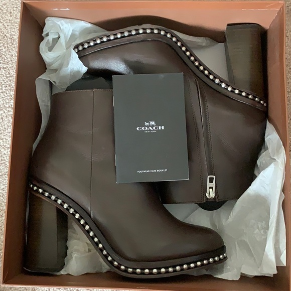 Coach Mink-colored studded block boot - Picture 1 of 3